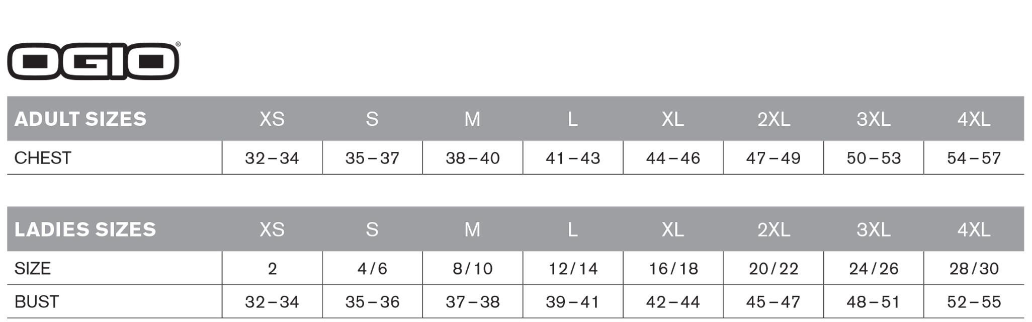 Ogio Shirt Size Chart Arts Arts